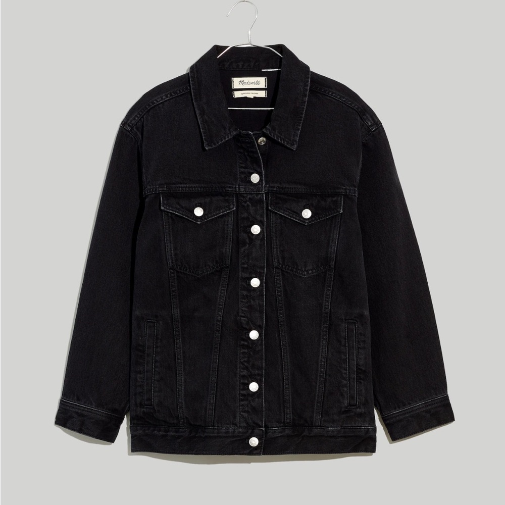 Madewell Oversized Trucker Jean Jacket in Washed Black